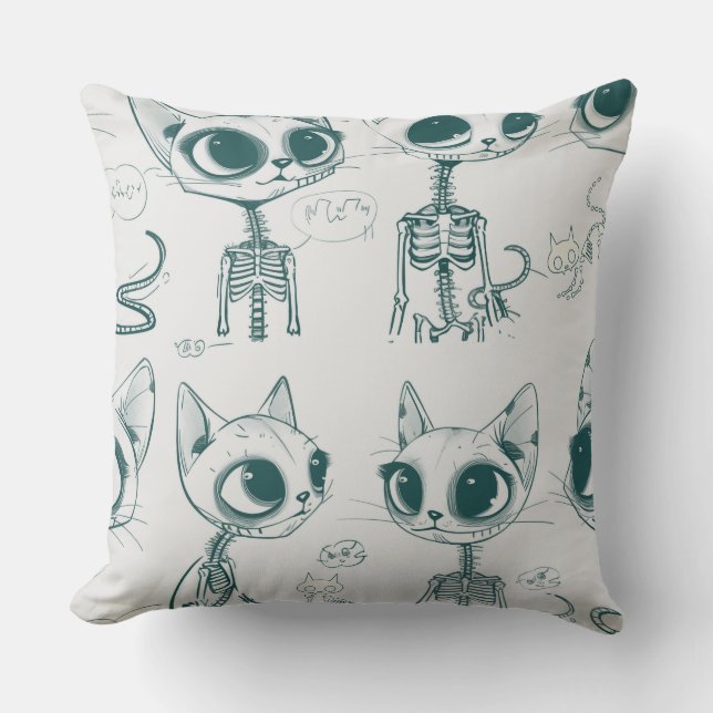 Almofada Skeleton Cat Fish Skeleton Leggings Ósseas (Frente)