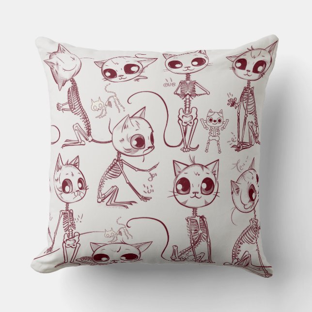 Almofada Skeleton Cat Fish Skeleton Leggings Ósseas (Frente)