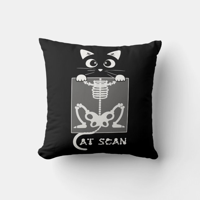 Almofada Skeleton Cat Scan Ct Scaning Engraçado X Ray Pun M (Frente)