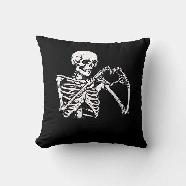 Almofada Skeleton Heart Hands Sinal Halloween Costume Trend (Frente)