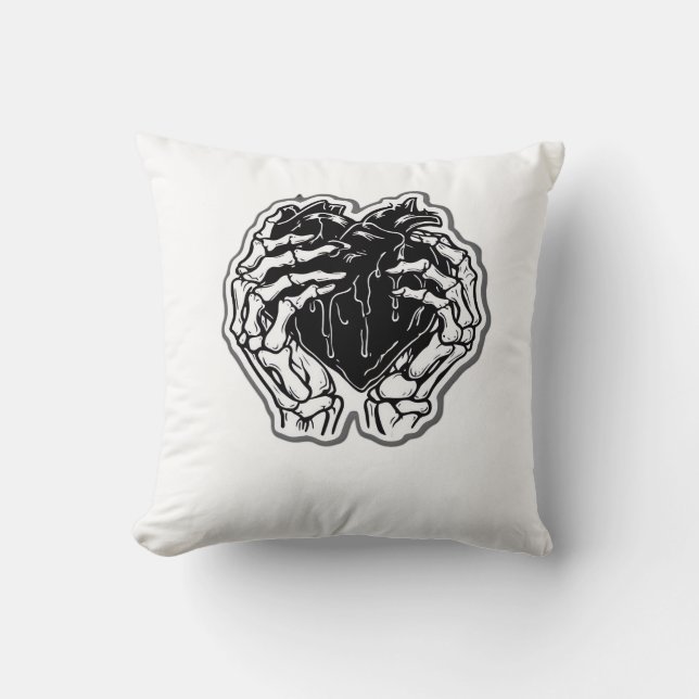 Almofada Skeleton Heart Mãos Engraçadas (Frente)