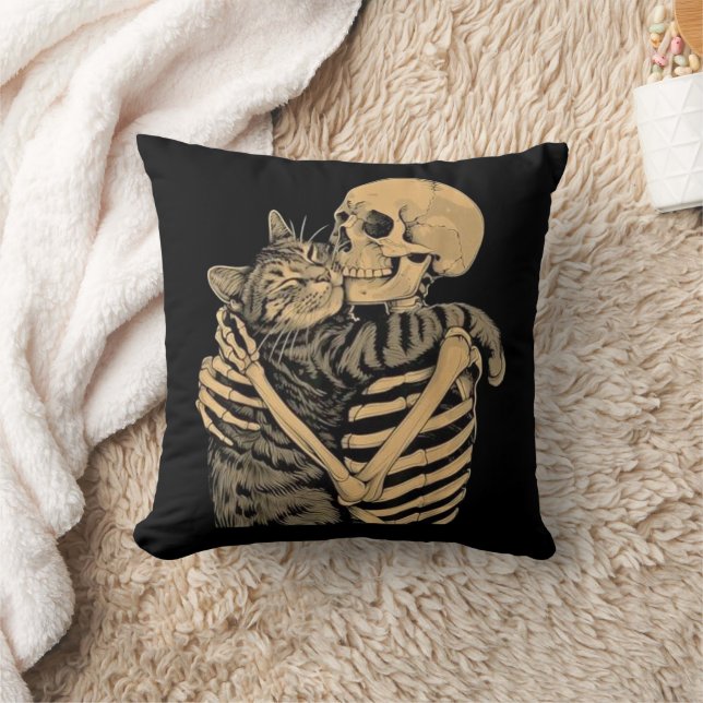 Almofada  Skeleton Hugging Cat – Cute Gothic Cat Lover Gift (Cobertor)