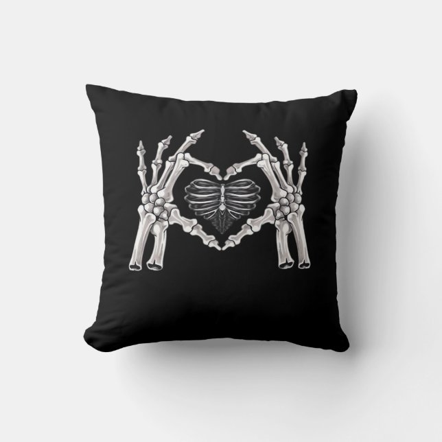 Almofada Skeleton Ribs Sinal de Coração da Mão (Frente)