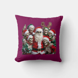 Almofada Skeleton Santa Christmas Group Photo – Festive 3D 