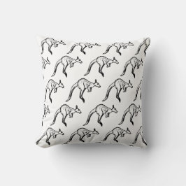 Almofada Sketch de canguru preto-e-branco saltando