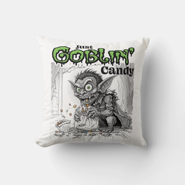 Almofada Sketchy Only Goblin' Candy (Frente)
