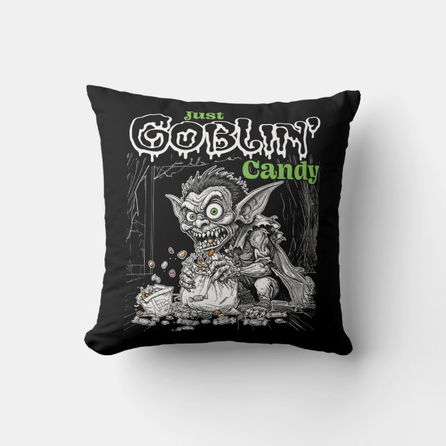 Almofada Sketchy Only Goblin' Candy para Itens Mais Escuros (Frente)