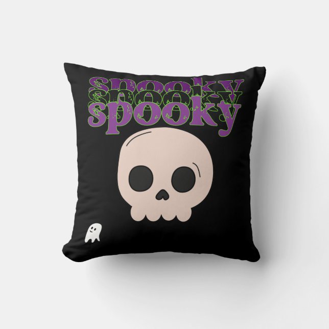 Almofada Skull E Ghost Feliz Halloween (Frente)
