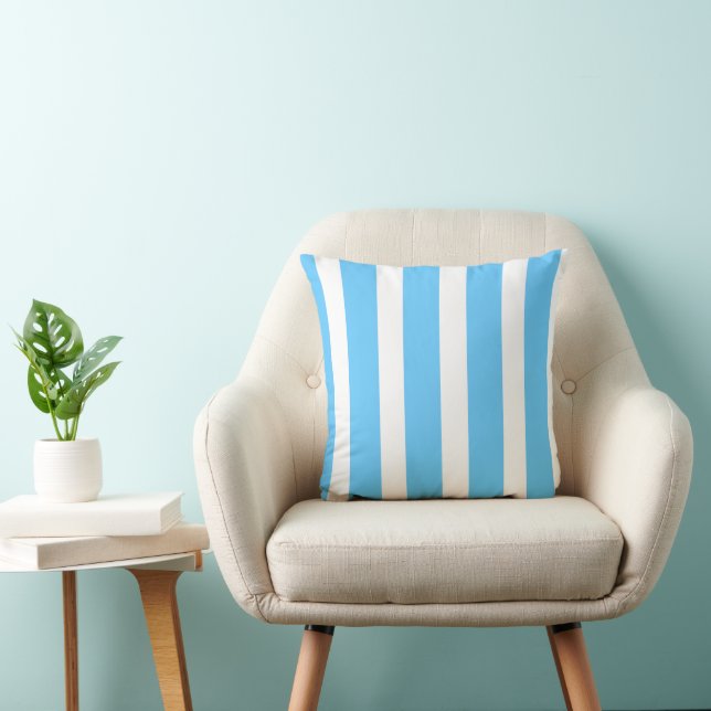 Almofada Sky Blue and White Cabana Stripes  (Cadeira)