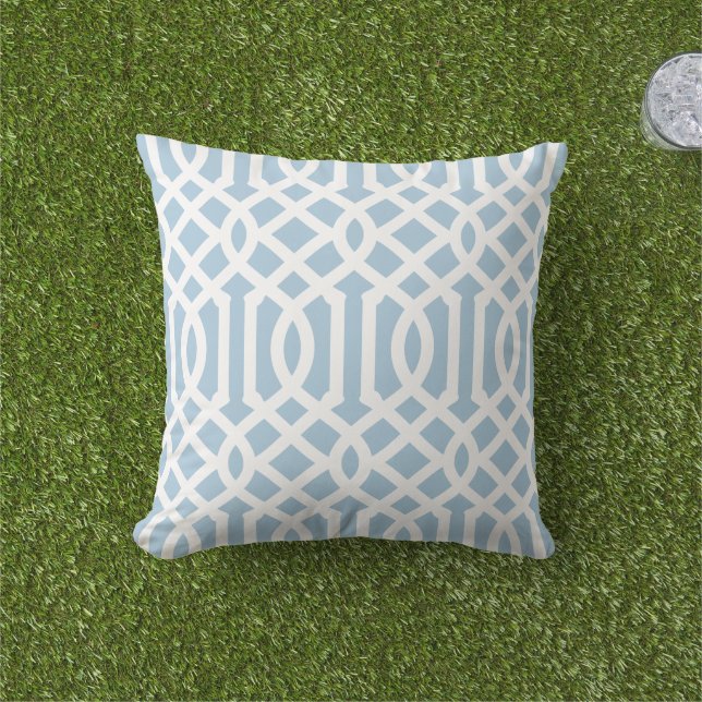 Almofada Sky Blue and White Trellis Pattern (Grama)