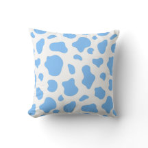 Sky Blue Cow Print Decorative Pillow