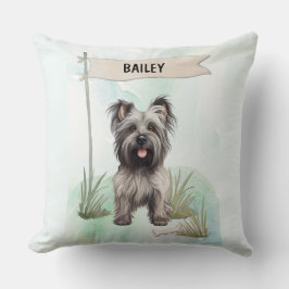 Almofada Skye Terrier Watercolor Personalized Dog