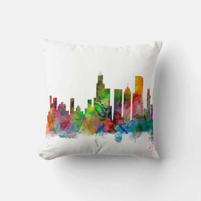 Almofada Skyline de Chicago Illinois (Frente)