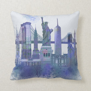 Almofada Skyline de Nova York - Azul-Cria