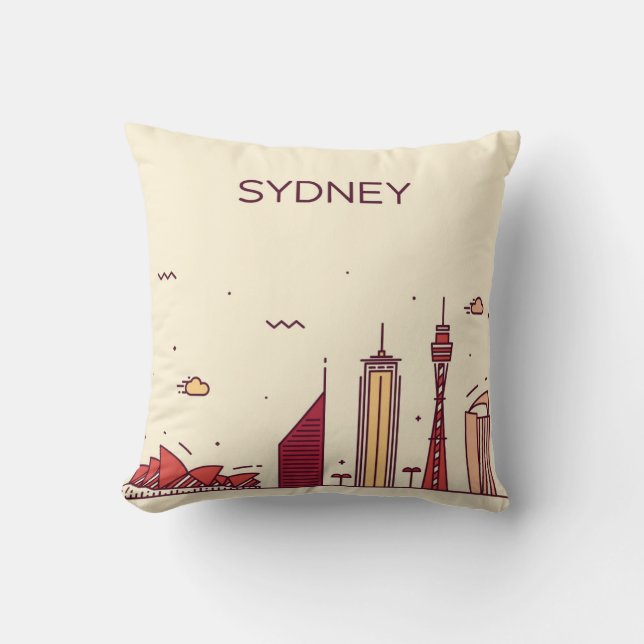 Almofada Skyline do Doodle de Sydney, Austrália | (Frente)