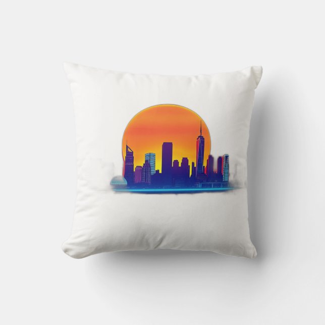 Almofada Skyline Neon Sunset com Textura Brick (Frente)