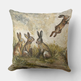Almofada Skyward Fluff Meadow Hare Whimsical Rabbit Family 