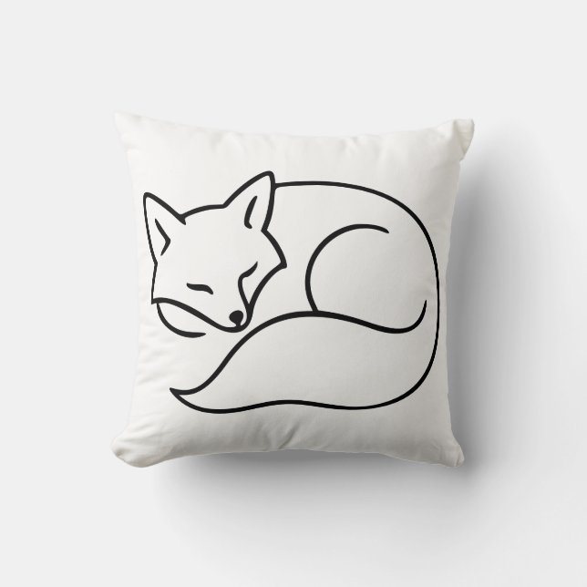 Almofada Sleeping Fox Line Art – Woodland Animal Design (Frente)