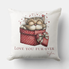 Almofada Sleeping Kitten Love You Fur-Ever Throw Pillow