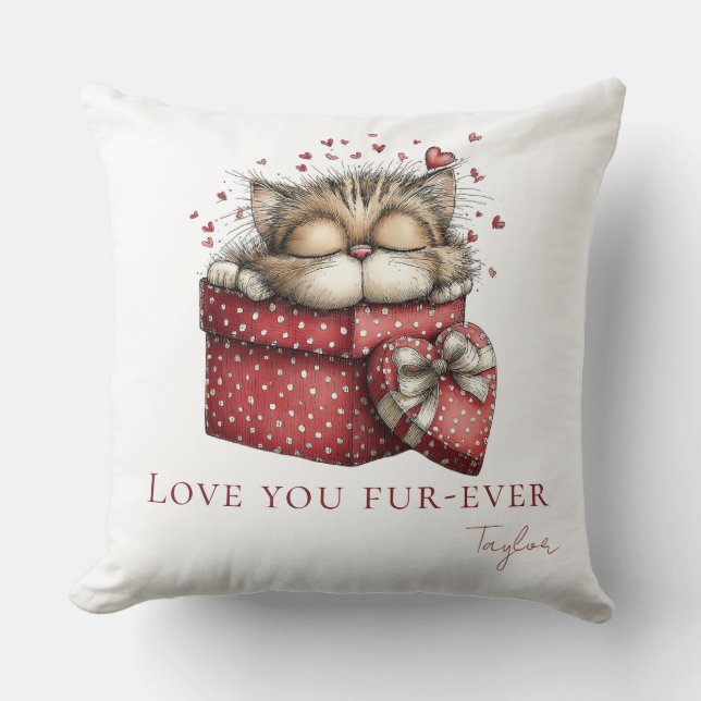 Almofada Sleeping Kitten Love You Fur-Ever Throw Pillow (Frente)