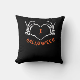 Almofada Slogan Halloween. Gesto Cardíaco Feito De Esquelet