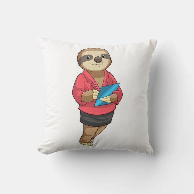 Almofada Sloth como Secretário com Notepad (Frente)