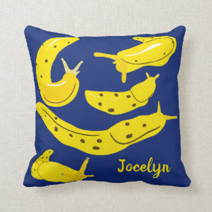 Almofada Slugs de Banana Amarelo no Royal Blue Personalizad