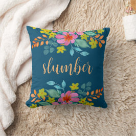 Almofada "Slumber" com Florais de Aquarela Moderna em Teal