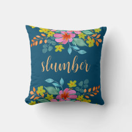 Almofada "Slumber" com Florais de Aquarela Moderna em Teal