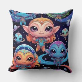 Almofada Small Multi-Coloured Aliens in Space