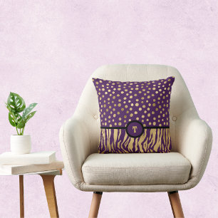 Almofada Snazzy Impressão animal inspirada púrpura Dourad