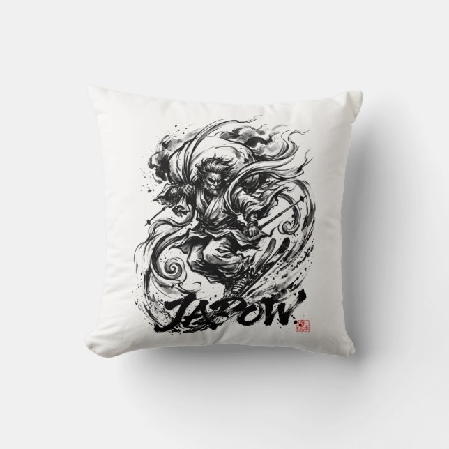 Almofada Snowboard Brush Art - Skier Fujin God (Frente)
