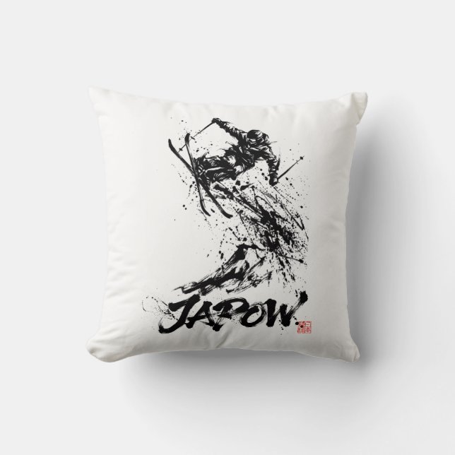 Almofada Snowboard Brush Art - Skier jump (Frente)