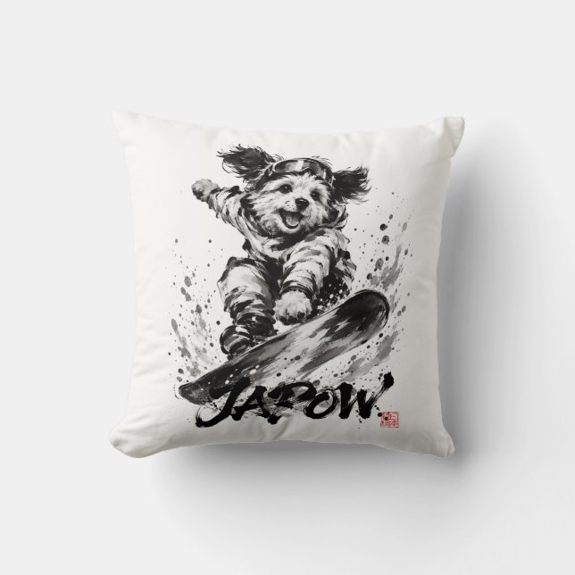 Almofada Snowboard Brush Art - Snowboarder Dog (Frente)