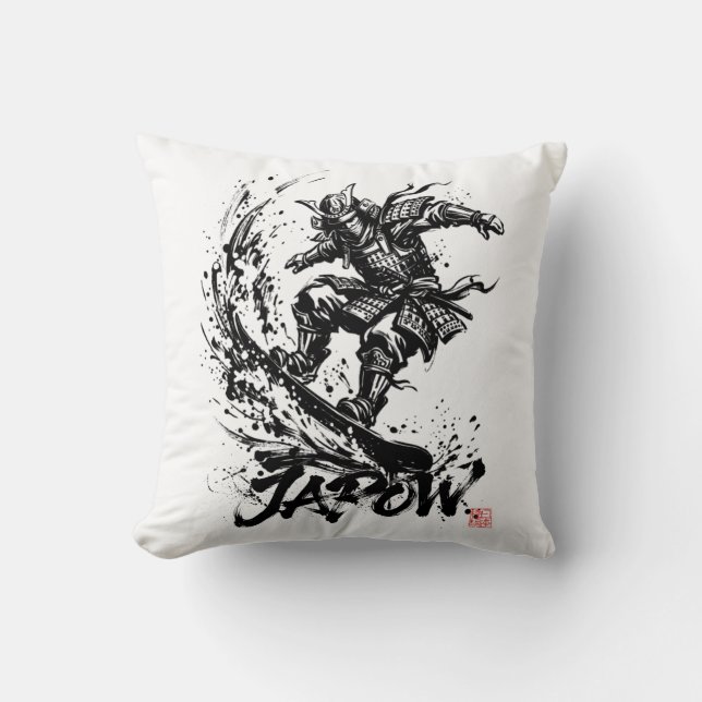 Almofada Snowboard Brush Art - Snowboarder Samurai (Frente)