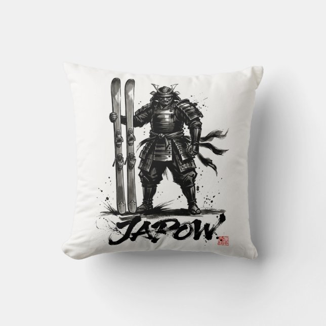 Almofada Snowboard Brush Art - Standing Samurai Ski (Frente)
