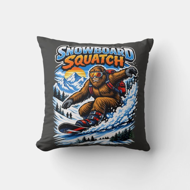 Almofada Snowboard Squatch – Divertido Bigfoot de Snowboard (Frente)