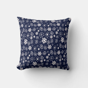 Almofada Snowflake Blizzard Desenhado À Mão Com Marinho C