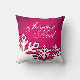 Almofada Snowflake City Joyeux Noel Christmas fuschia