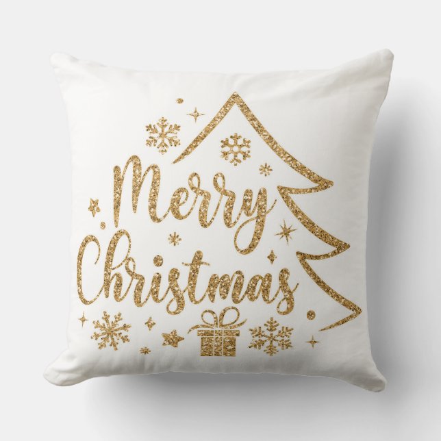 Almofada Snowflake Merry Christmas Throw Pillow (Frente)