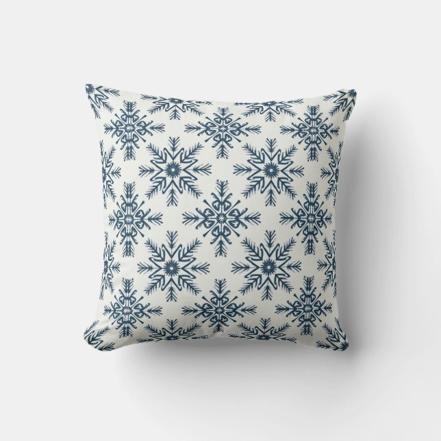 Almofada Snowflake Pattern – Elegant Winter Frost Design (Frente)