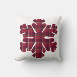 Almofada Snowflake Shaped Plaid Red Burgundy