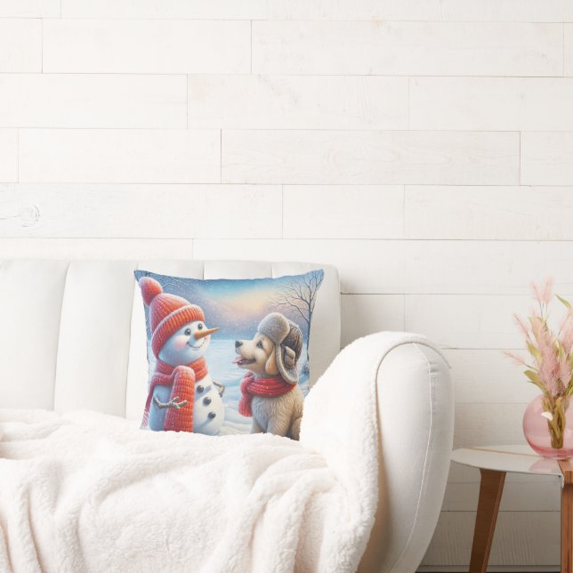 Almofada Snowman Com Puppy (Sofá)