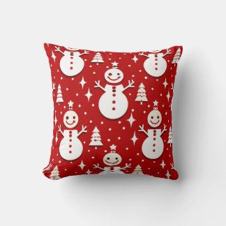 Almofada Snowman e árvore de Natal para as vibrações Cozy W