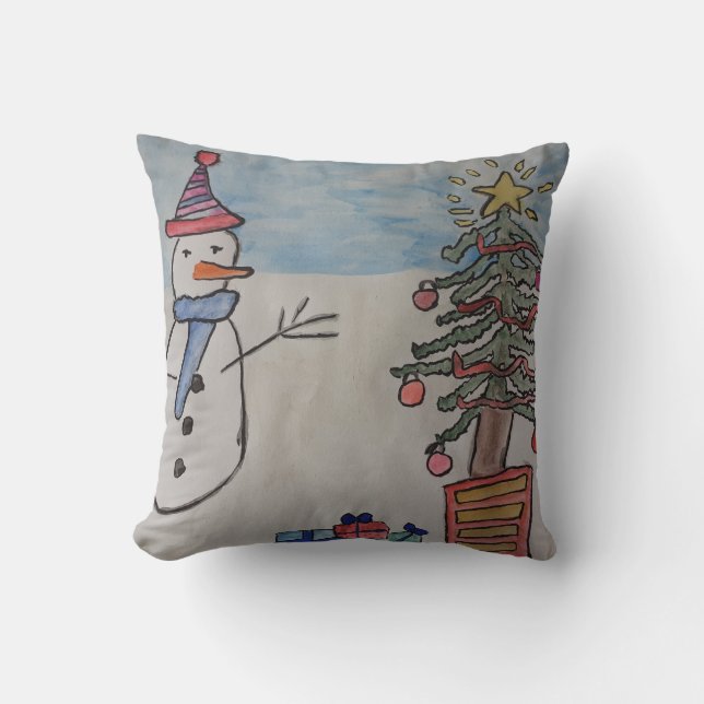 Almofada Snowman e Cushion de Árvore de Natal (Frente)