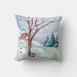 Almofada Snowman E O Cenário De Inverno
