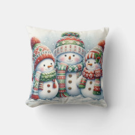 Almofada Snowman Family Throw Pillow