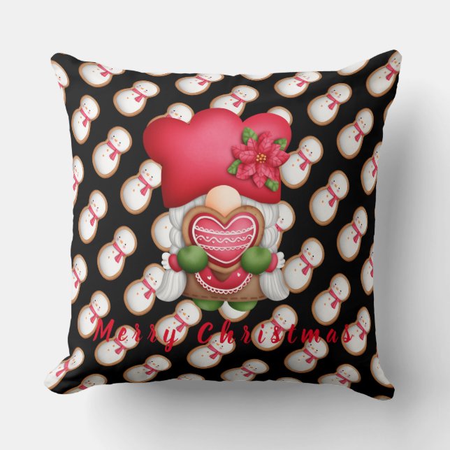 Almofada Snowman Gnomo Personaliza Texto e Cor 20"X20" (Frente)