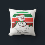 Almofada Snowman Heart Christmas Retro Sunset<br><div class="desc">Snowman Heart Christmas Retro Sunset Personalised Travesseiro decorativo</div>