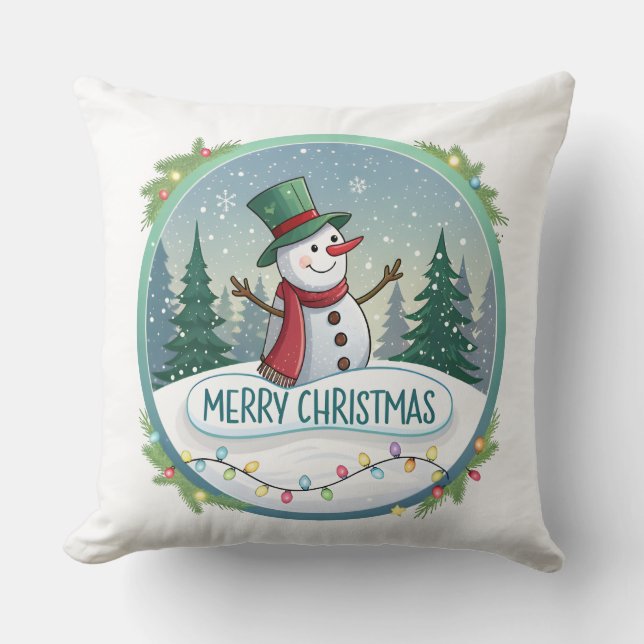 Almofada Snowman’s Joyful Christmas Welcome (Frente)
